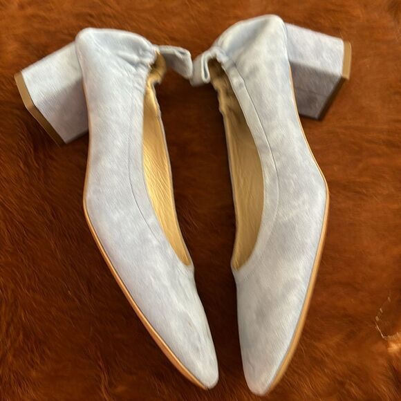 Everlane The Day Heel Blue Suede Italian Leather Shoes Size 8 - Picture 7 of 13